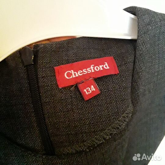 Школьный сарафан 134 серого цвета