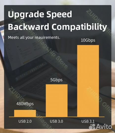 Кабель USB 3.1 10Gbps Type-C 4k 60Hz Video 1 метр