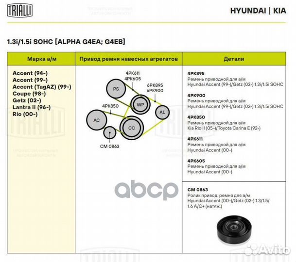 Ролик привод. ремня для а/м Hyundai Accent