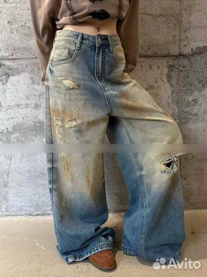Джинсы женские крутые широкие (Корея) S M L