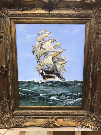 Картина маслом корабль море