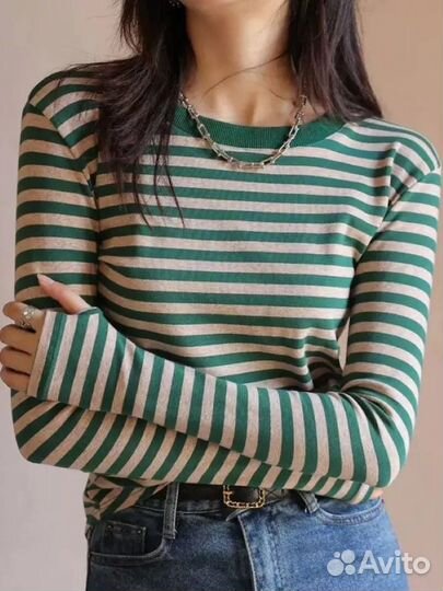 Лонгслив женский в полоску