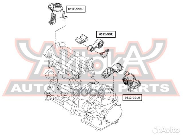 Подушка двигателя зад прав/лев 0512GGR asva