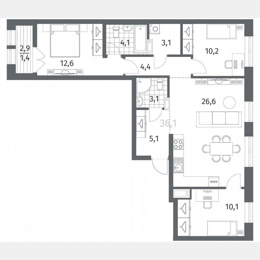 3-к. квартира, 80,7 м², 7/12 эт.