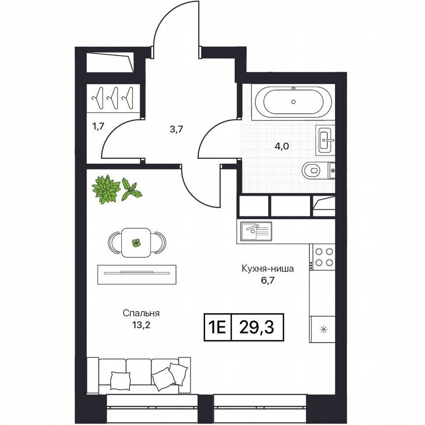 1-к. квартира, 29,3 м², 3/17 эт.