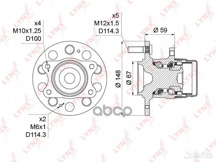 Ступица колеса зад прав/лев WH1207 lynxauto