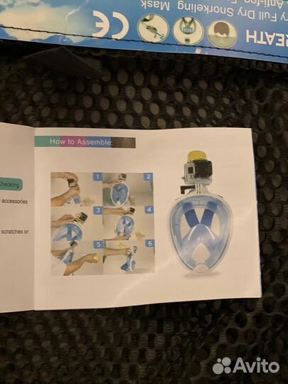 Маска для снорклинга полнолицевая новая