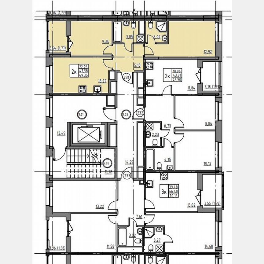 2-к. квартира, 49,4 м², 9/12 эт.