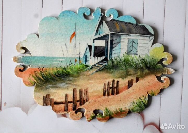 Картина на деревянном спиле в стиле декупаж