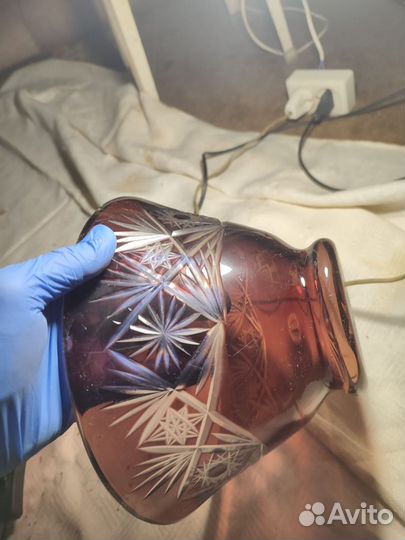 Ваза для фруктов/конфетница СССР, гутное стекло