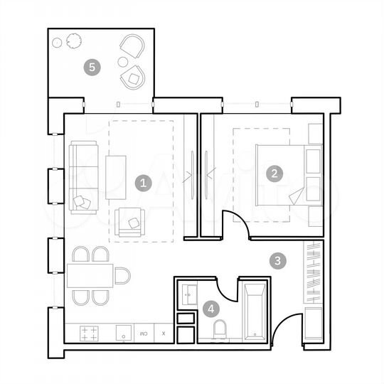 2-к. апартаменты, 57,6 м², 3/20 эт.