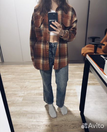 Рубашка в клетку женская теплая