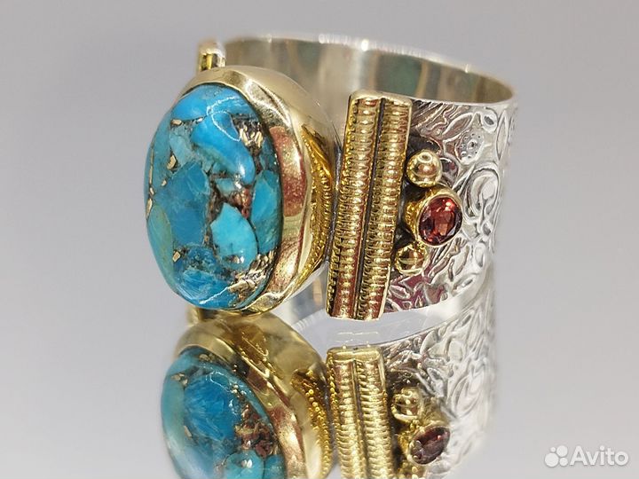 Кольцо с бирюзой натуральной