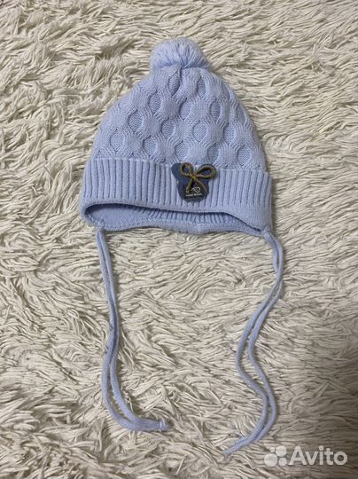 Шапка зимняя для новорождённого 0-6 мес