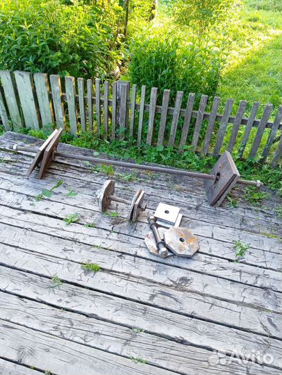 Штанга гриф блины бу +гантели