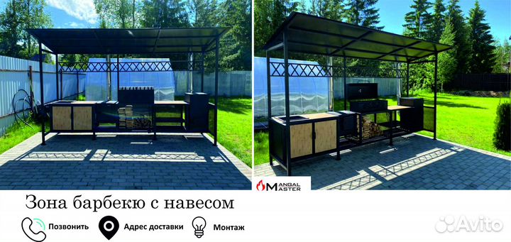 Зона барбекю с навесом