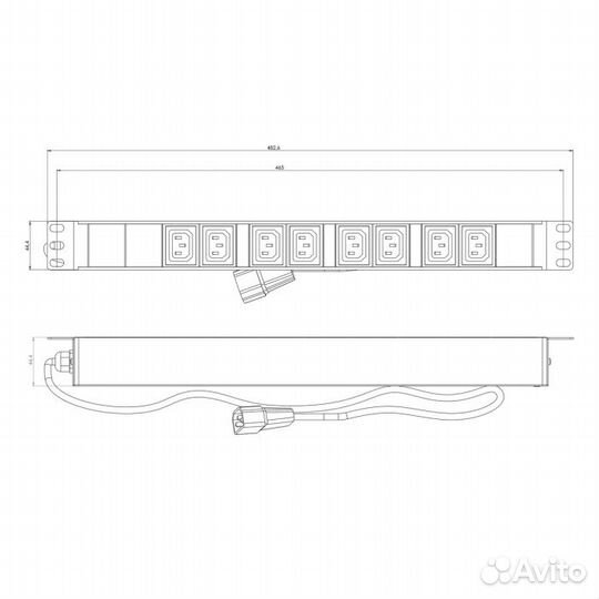 Hyperline SHE19-8IEC-2.5IEC Блок розеток для 19