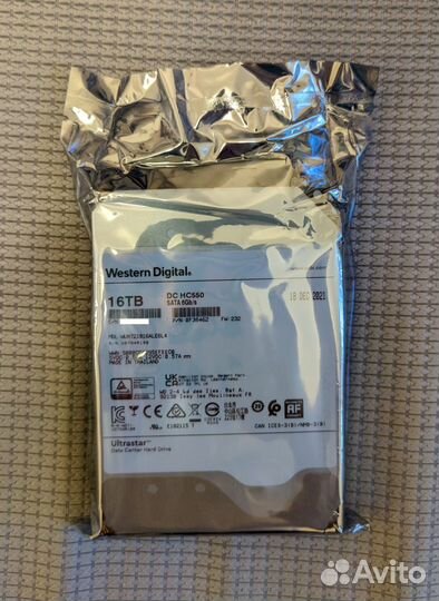 Жесткий диск WD Ultrastar DC HC550 16 Тб Новый