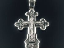 Большой объемный православный крест из серебра,068