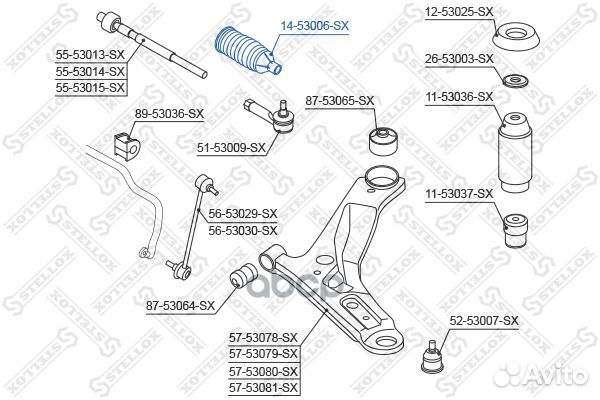 Пыльники рейки 14-53006-SX Stellox