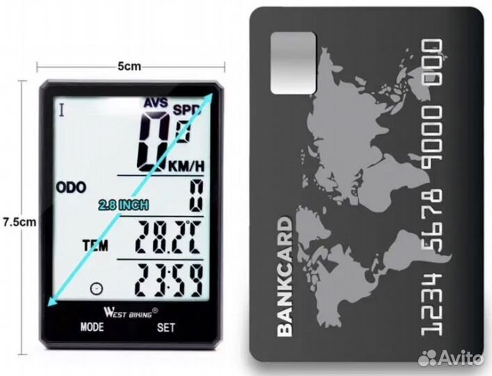 Велокомпьютер беспроводной с температурой