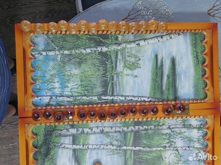 Нарды ручной работы со стеклом камень крошка