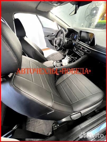 Чехлы Hyundai Sonata из экокожи чёрные Классика