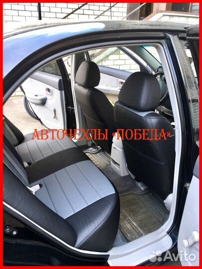 Чехлы Kia Cerato 1 из экокожи чёрно-серые Классика