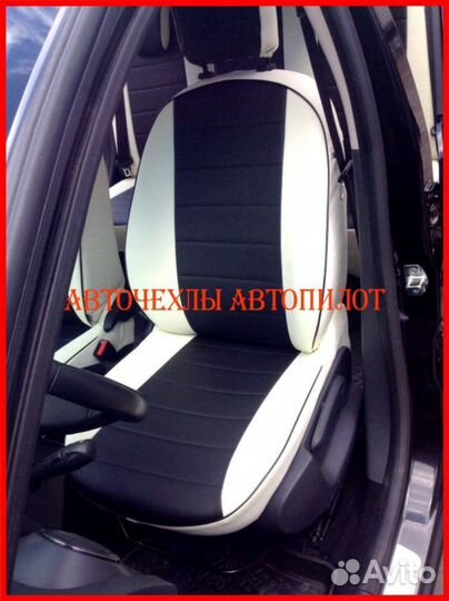 Чехлы Автопилот Renault Logan 2 из экокожи бел-чёр