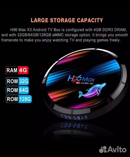 Android TV приставка H96max X3,4-32Gb,Smart TV