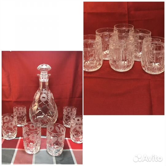 Набор графин и рюмки хрусталь