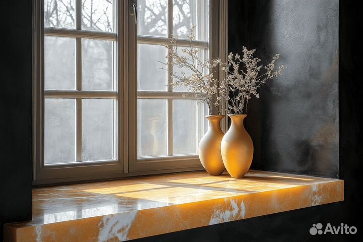 Каменный подоконник с расчётом и замером