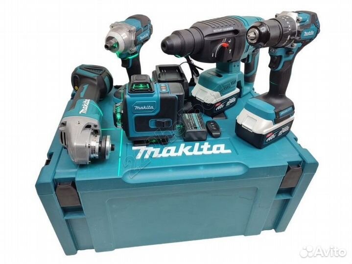 Набор 5в1 Makita с лазерным 4D уровнем щ