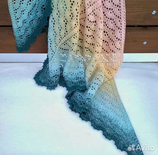 Шаль, вязаная косынка, бактус