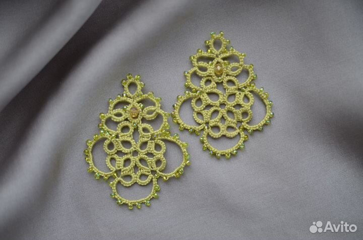 Серьги фриволите ручная работа