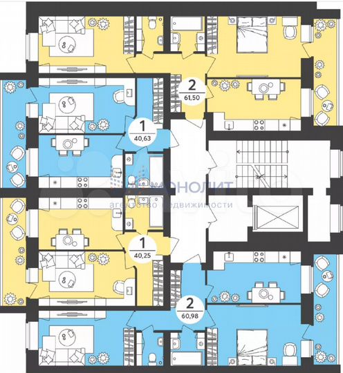 1-к. квартира, 40,3 м², 1/9 эт.