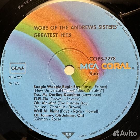 The Andrews Sisters – More Greatest Hits (1973г.)