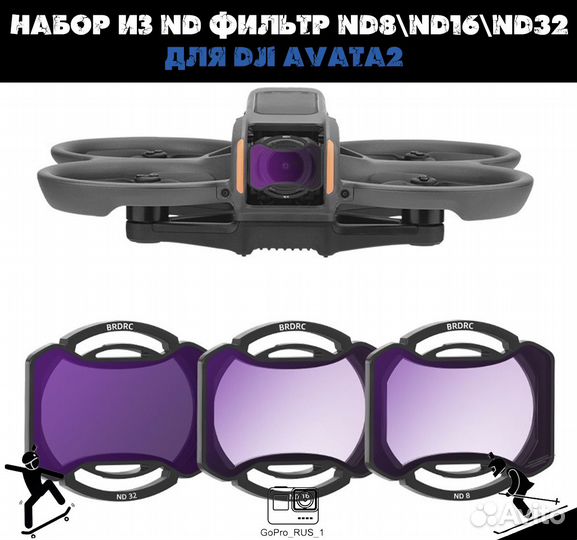 Набор из ND Фильтр ND8\ND16\ND32 для DJI Avata2