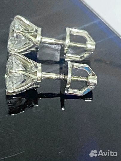 Серьги пусеты золото бриллианты 2 ct