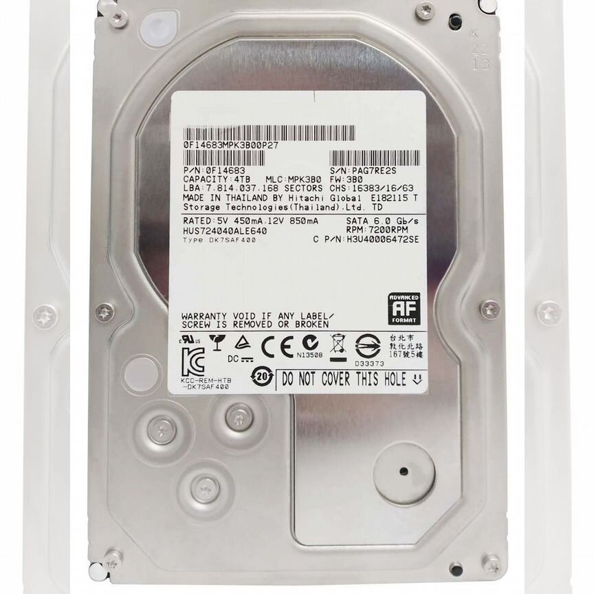 [HUS724040ALE640] Жесткий Диск Hgst 4tb 7200 Sata3 Hus724040ale640