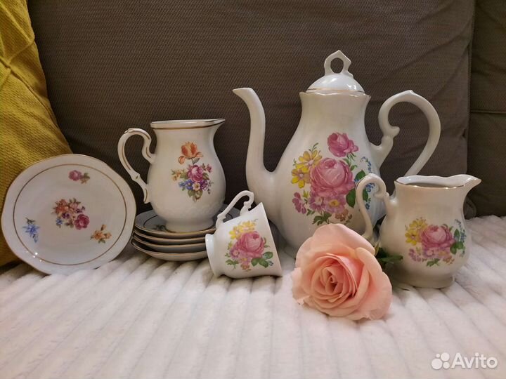 Сервиз чайный кофейный фарфоровый гдр винтаж