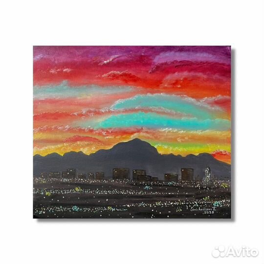 «Закат», масло, холст на картоне