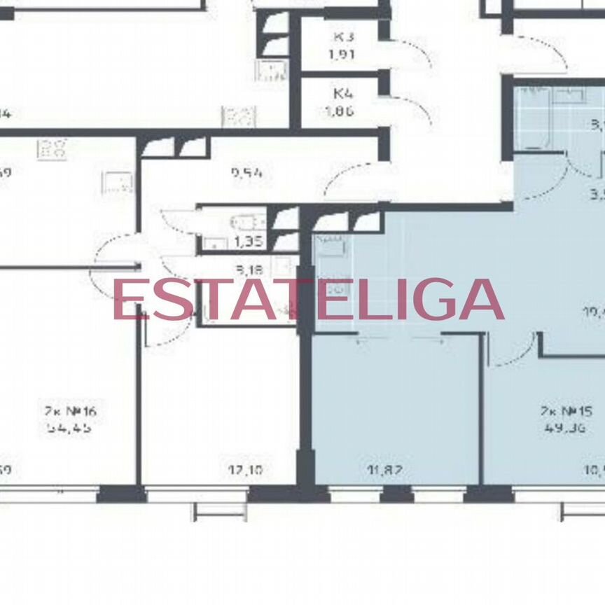 2-к. апартаменты, 56 м², 12/34 эт.