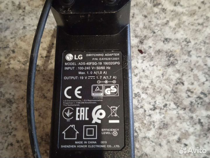 Блок питаниядля телевизора и монитораlg, 19 V