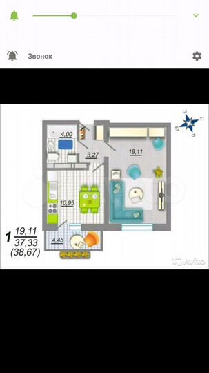 1-к. квартира, 40 м², 4/17 эт.