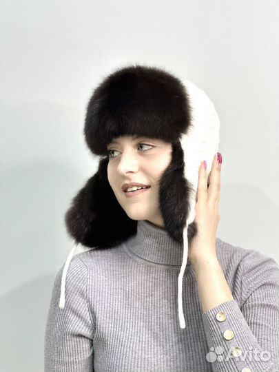 Шапка -ушанка из меха соболя