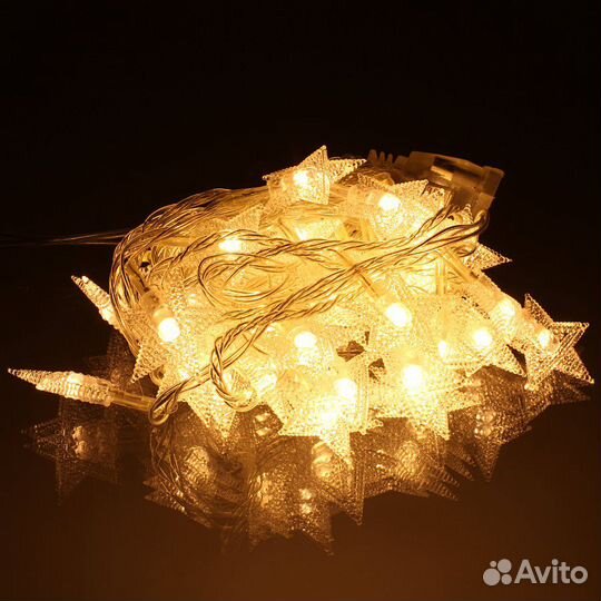 Гирлянда звёзды 40 свд, 5 метров, синяя, малина, ж