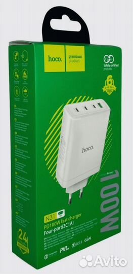 Сетевое зарядное устройство Hoco N31, GAN PD 100W