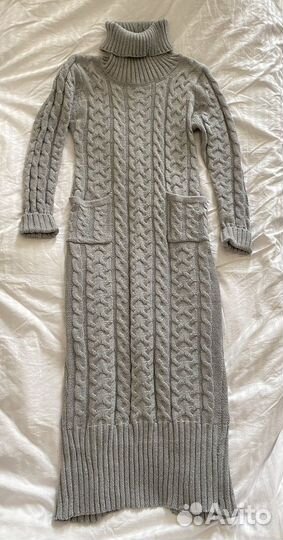 Платье вязаное зимнее длинное