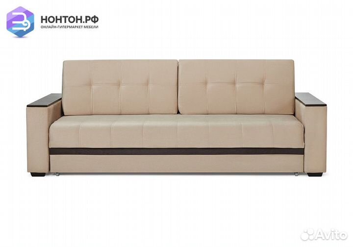 Диван еврокнижка Мадрид Lux бежевый / коричневый